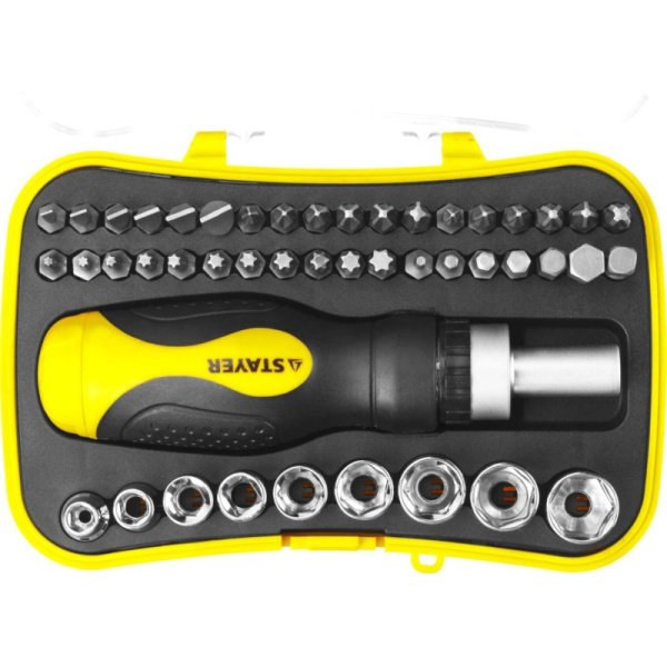 Отвертка реверсивная с насадками 46 шт  мм Stayer Compact-46 25084-H46