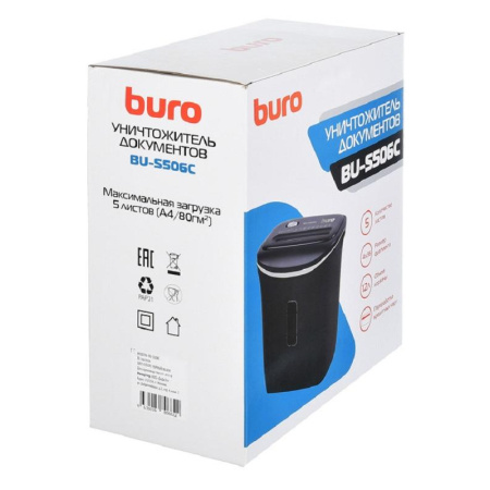 Шредер (уничтожитель) Buro Home BU-S506C 4ур.секр.,5лист./12лтр.,пл.карты