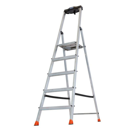 Стремянка складная Krause SAFETY 5 ступеней с полочкой 128959