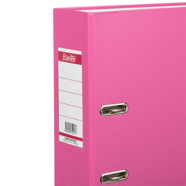 Папка-регистратор ECONOMY PLUS 80мм, фуксия, ПБП1, карм.кор.,мет.уг