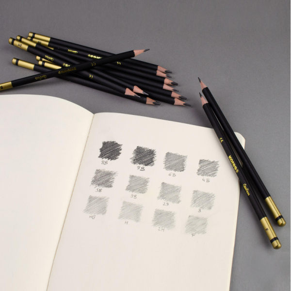 Набор карандашей чернографитных Kores GRAFITOS,трехгр.12 шт.(2Н-8В), 92162