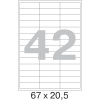 Этикетки самоклеящиеся  67х20,5 мм / 42 шт. на листе А4 (100л