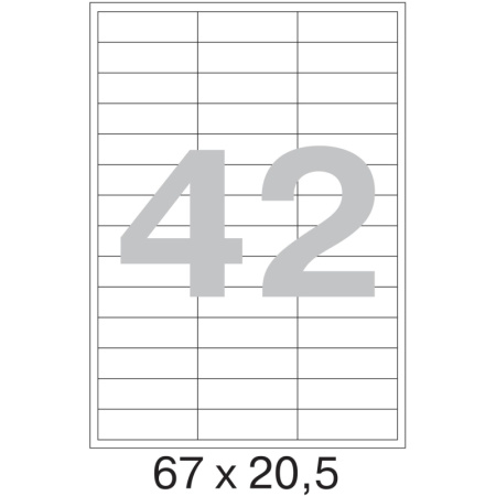 Этикетки самоклеящиеся  67х20,5 мм / 42 шт. на листе А4 (100л