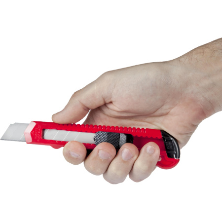 Нож канцелярский 18 мм  Attache с фиксатором, полибег, цв.красный