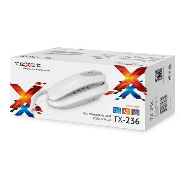Телефон проводной teXet TX-236 светло-серый