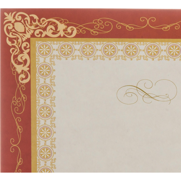 Сертификат-бумага А4, горизонт бланк бордов рамка,тиснение фольгой 10шт/уп