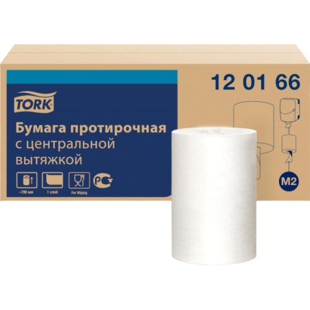 Бумага протирочная Tork M2 1 сл. ЦВ 6рул/кор,базовая,белая 120166