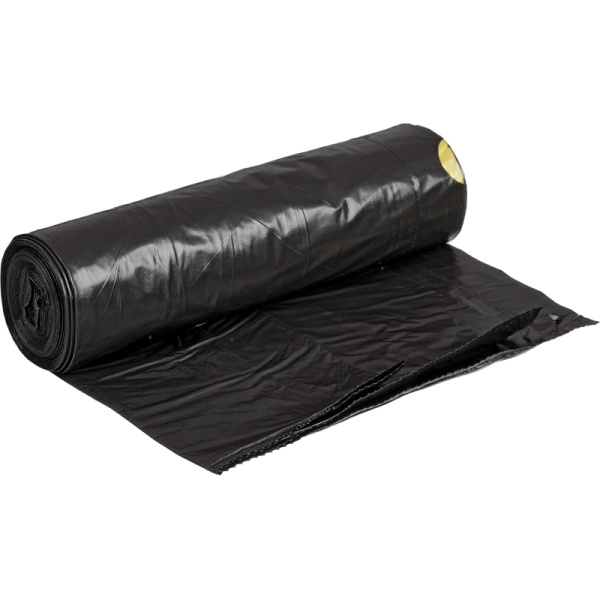 Мешки для мусора ПВД 120л 60мкм 10шт/рул черные 70х90см Комус с завязками
