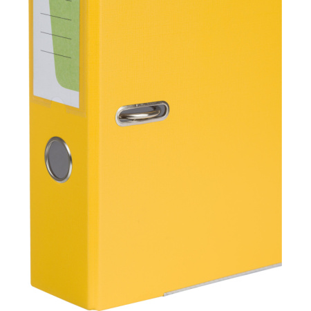 Папка-регистратор Комус Экономи 75мм желтая, ПБП1, карм.кор., мет.уг