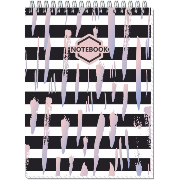 Блокнот А4,40л,клетка,метал.гребень,цв.обложка Стильный Офис 2931