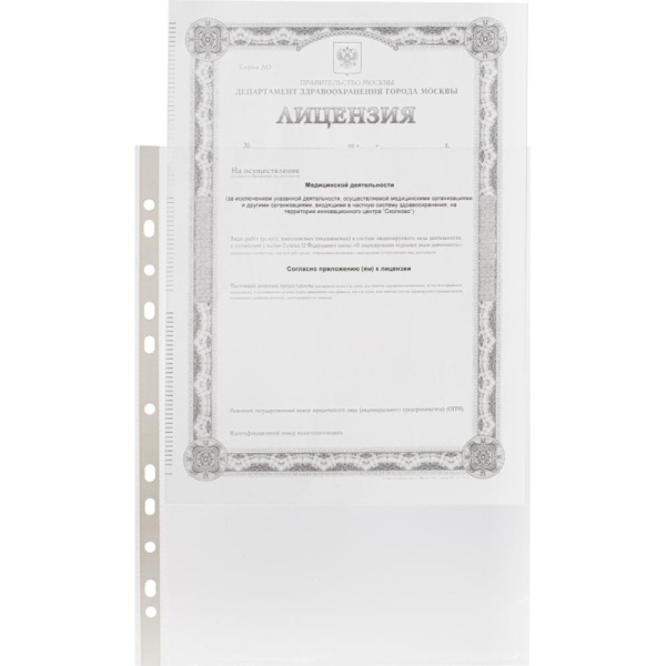 Файл-вкладыш перфорированная А4 100шт., гладкаяЭлементари 0,025 мм