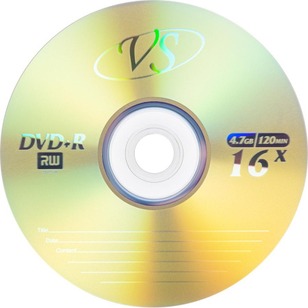 Носители информации DVD+R, 16x, VS, Slim/5, VSDVDPRSL501
