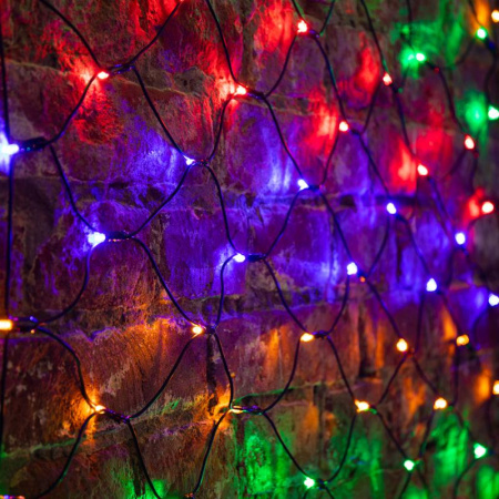 Гирлянда светодиодная Сеть 160 LED 1х1,5м, черный ПВХ, Мультиколор 215-119