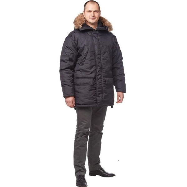 Куртка рабочая зимняя муж Аляска удлиненная черн. (р.44-46)170-176