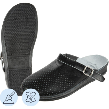 Сабо муж.нат.кожа цв.чёрный(р.46) (10-12-7)