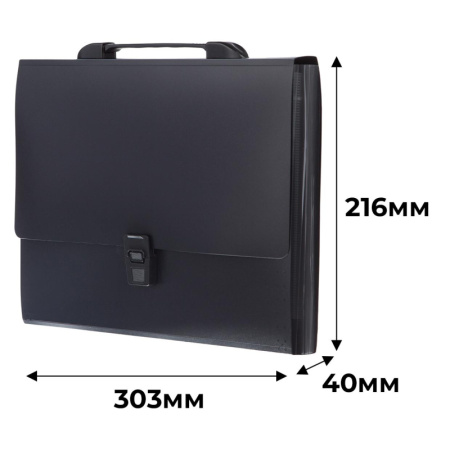 Портфель-картотека Комус 12 отд. А4, черный