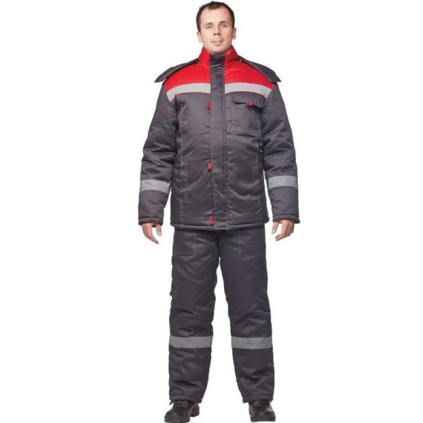 Костюм рабочий зимний муж з31-КПК сер/красн (р.52-54) 158-164 (Арсенал-СП)