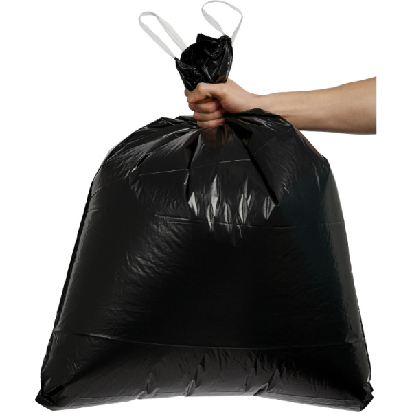 Мешки для мусора ПВД 100л 50мкм 10шт/рул черные 65x80см Комус с завязками