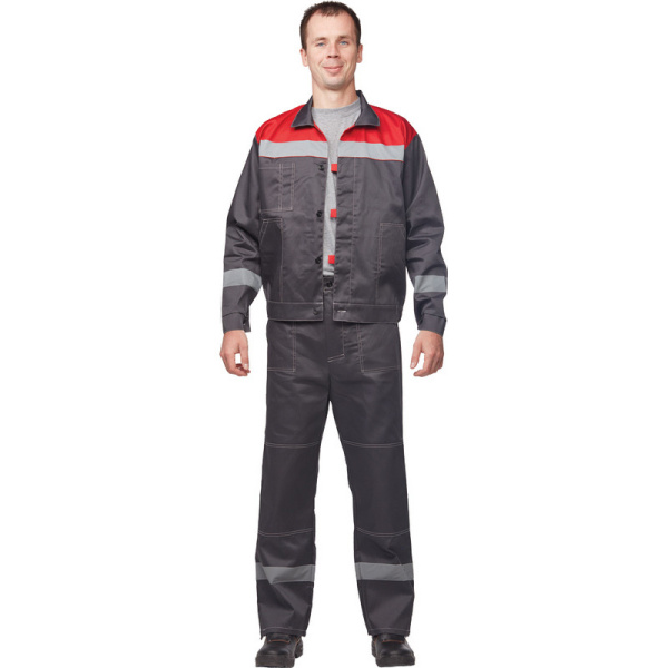 Костюм рабочий летний муж. л20-КБР сер/красн (р.52-54) 158-164 (Арсенал-СП)