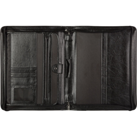 Папка деловая Алекс из искусственной кожи № 161 с ручкой черного цвета