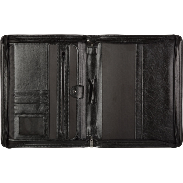 Папка деловая Алекс из искусственной кожи № 161 с ручкой черного цвета