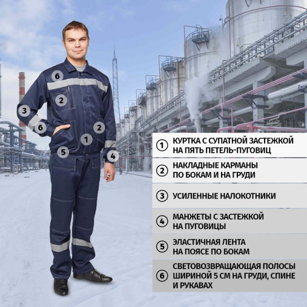 Костюм рабочий летний муж. л22-КПК т. син (р.68-70) 170-176