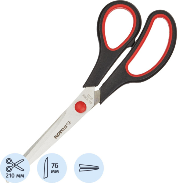 Ножницы Kores Softgrip 210 мм с пласт.прорезин.анатом.руч.,цв.в ассотр