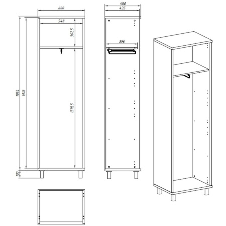Гардероб SL_Born узкий В-703.1 R/L венге(В 703-881 (6))