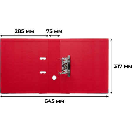 Папка-регистратор Комус Стандарт 75мм  красная, ПБП2, карм.кор., мет.уг