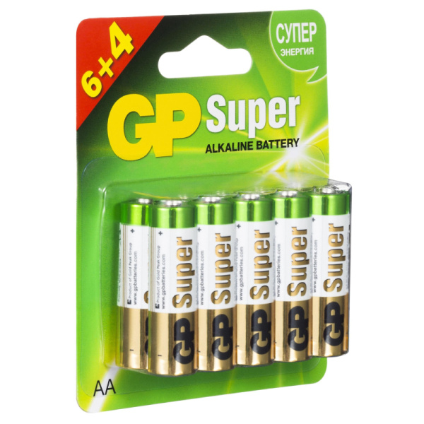Батарейка GP Super AA/LR6 15A6/4-2CR10/GP15AA216/4-2CRSBC10  10шт/уп (6+4)