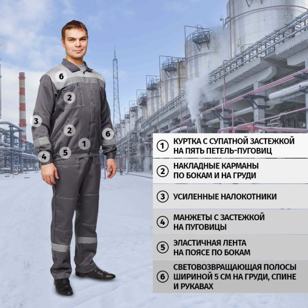 Костюм рабочий летний муж. л22-КПК т.сер./св.сер (р.48-50) 158-164