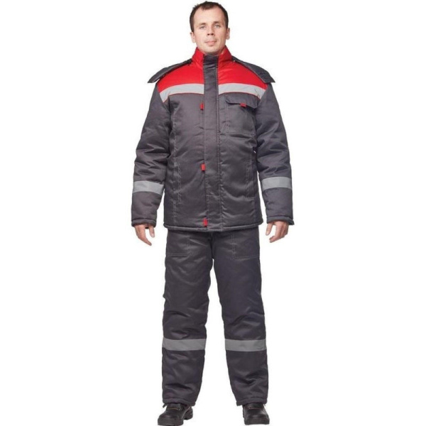 Костюм рабочий зимний муж з31-КПК сер/красн (р.64-66) 170-176 (Арсенал-СП)
