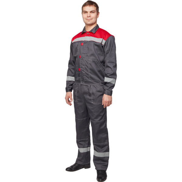 Костюм рабочий летний муж. л20-КПК сер/красн (р.44-46) 158-164 (Арсенал-СП)