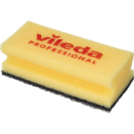 Губки для посуды Vileda черный абразив желтая 102565 7х15 10шт/уп