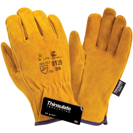 Перчатки защитные ДИГГЕР спилковые желтые утеплитель Тинсулейт р.10,5