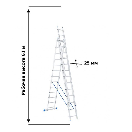 Лестница Стремянка проф, 3х12 ступеней, Н=338/560/786см СИБРТЕХ