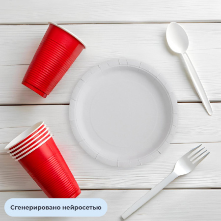 Тарелка одноразовая из ламинированной бумаги д 230 мм, 50шт/уп