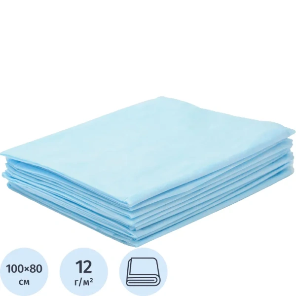 Простыня 100x80, смс, голубой, Стандарт, 50шт/уп, 00-975