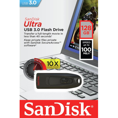 Флеш-память SanDisk Ultra, 128Gb, USB 3.0, чер, SDCZ48-128G-U46