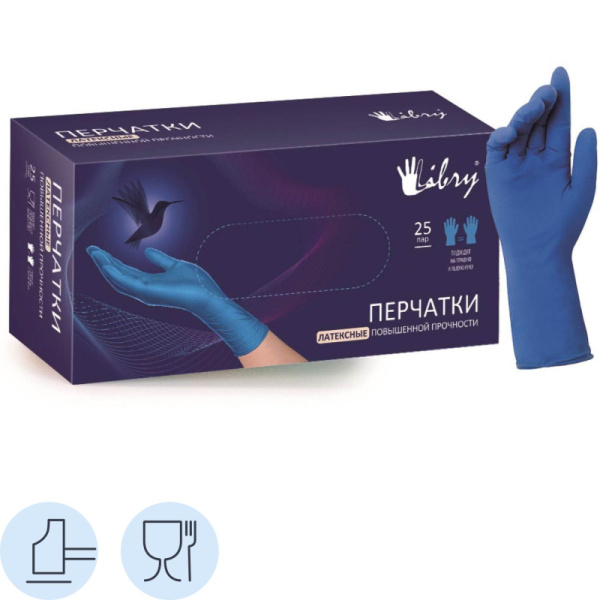 Перчатки однораз. латекс.Libry,н/с,н/о,High Risk(артKHR004),(XL)25пар/уп,ПС