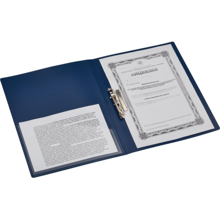 Папка с зажимом Комус Шелк синяя