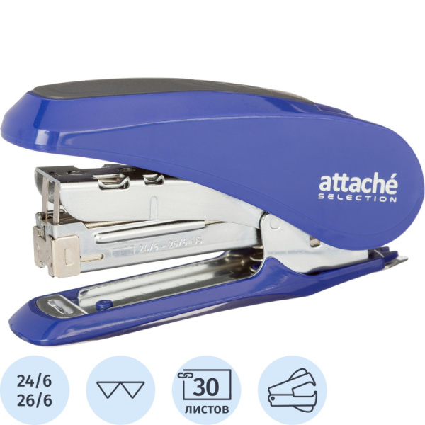 Степлер Attache Selection MSBL24301(№24/6-26/6)до 30л,энергосбер,метлл,син