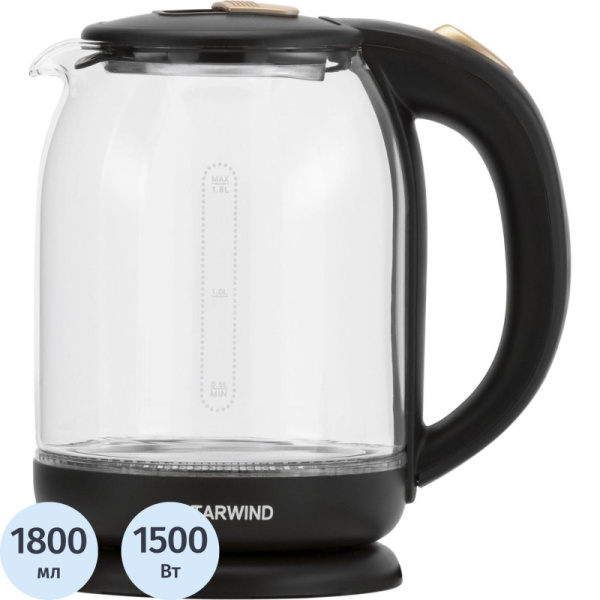 Чайник Starwind SKG1052 1.8л. 1500Вт коричневый (стекло)