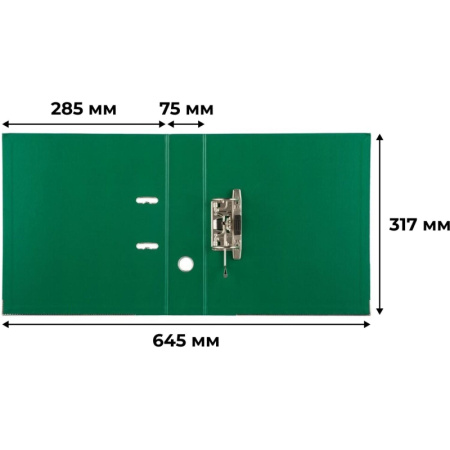Папка-регистратор Комус Стандарт 75мм  зеленая, ПБП2, карм.кор., мет.уг