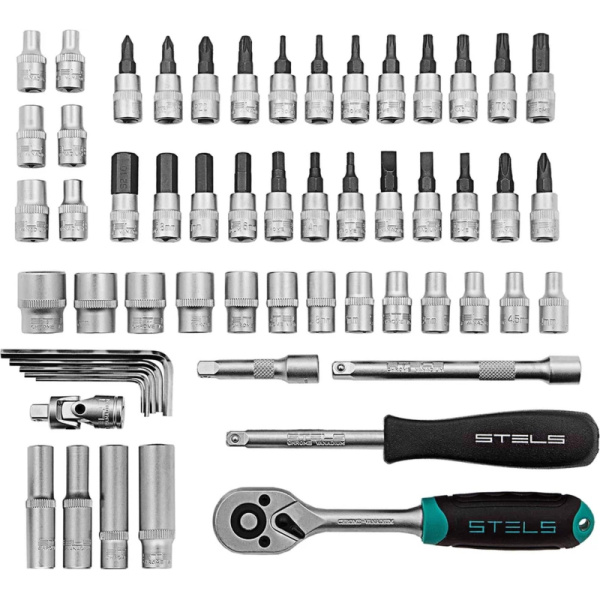 Набор инструмента STELS, CrV, 57 предметов, кейс(14101)