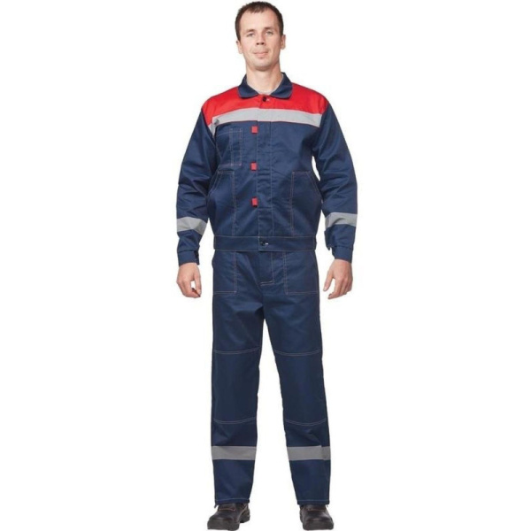 Костюм рабочий летний муж. л20-КБР син/красн (р.48-50) 158-164 (Арсенал-СП)