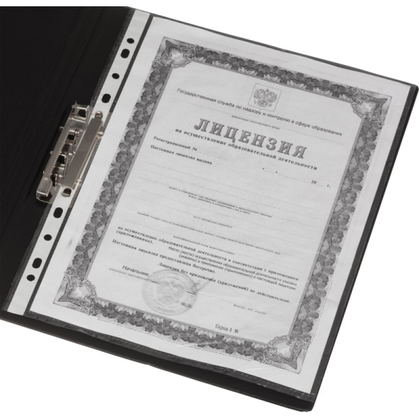 Папка с зажимом  черная Дания-Россия