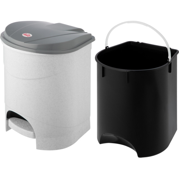 Ведро мусорное с педалью 19л пластиковое, мрамор