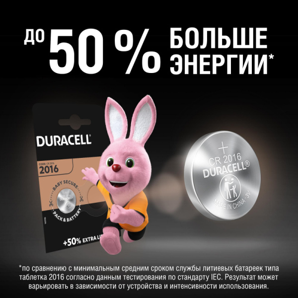 Батарейка DURАCELL CR2016-2BL литий бл/2шт