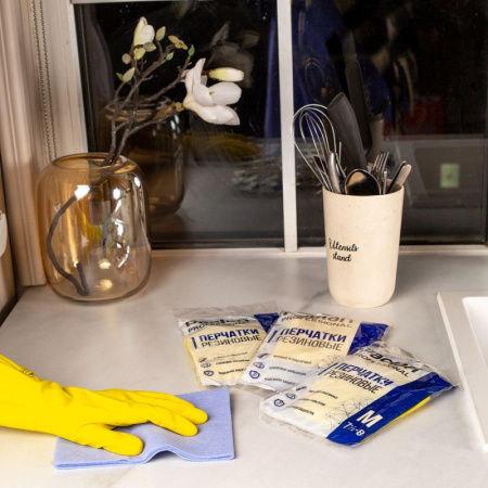 Перчатки резиновые PACLAN Professional латекс хл нап желт 407855/4073144 рS